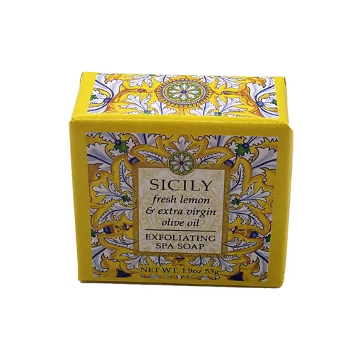Vista 3 de Greenwich Bay Trading Company Destination Collection Bundle: Sicily - Mini bloque de jabón envuelto de 2 onzas + mini loción de manteca de karité