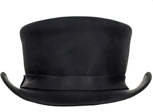 Vista 2 de Dream Apparel Sombrero de cuero negro para hombres y mujeres, disfraz de Halloween, sombrero steampunk para adultos, sombrero corto de Deadman Tophat