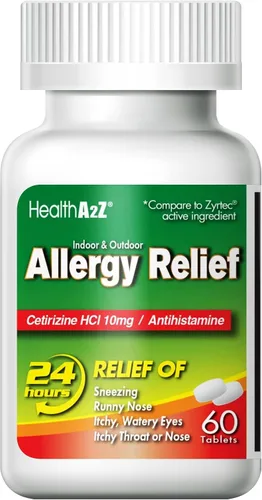 Vista 7 de HealthA2Z® Alivio de la alergia Cetirizina 10 mg Alivio de alergias durante todo el día Interior y exterior Alivio de picazón de garganta