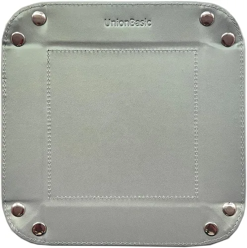 Vista 5 de UnionBasic Bandeja de valet para monedas, de piel sintética, para guardar la cama, caja de almacenamiento, color verde perlado