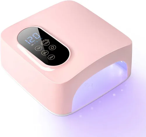 Vista 10 de Lámpara de pie UV, lámpara UV recargable de 78 W para pies, secador de uñas LED con soporte telescópico oculto, esmalte de uñas inalámbrico