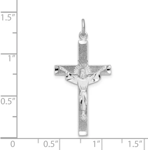 Vista 4 de Colgante de cruz de Cristo resucitado con textura de plata de ley 925 maciza, Metal