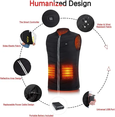 Vista 3 de Heated Vest for Men Women with Battery Pack Included USB Electric Heating Vest Rechargeable Lightweight Warming vests