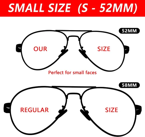 Vista 2 de Pro Acme Lentes de sol polarizados de aviador para mujeres y hombres, marco de aviador pequeño para cara pequeña, mujeres y jóvenes, 2.047 in