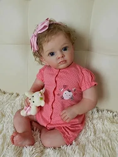 Vista 5 de Pedolltree Ropa de muñeca de bebé Reborn de 22 pulgadas, mono rosa dulce para muñeca recién nacida de 20 a 22 pulgadas