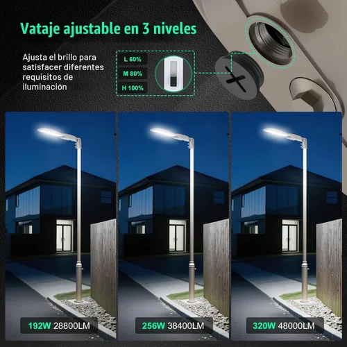 Vista 4 de Luz de estacionamiento LED de 320W con fotocélula del atardecer al amanecer