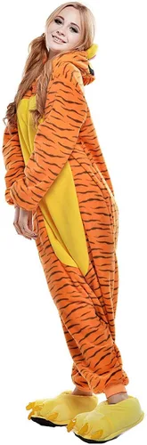 Vista 3 de Halloween Onesies Tiger Adult Unisex Cosplay Animal Pajamas Costumes Xmas