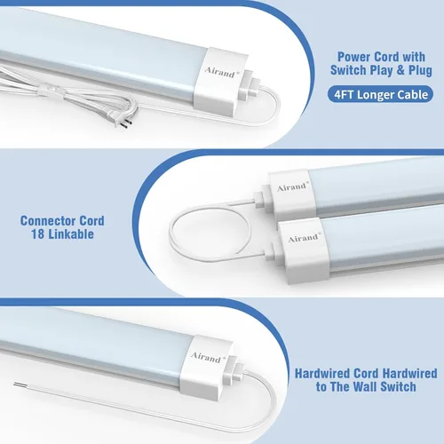 Vista 6 de Luz de Techo LED con Enchufe, Luces de Tubo LED de 5000 K con Enchufe de 16 W, Luz de Armario LED Enlazable con Interruptor de Encendido y Apagado