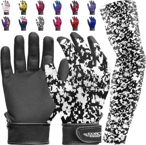Vista 19 de Guantes de bateo para jóvenes de Exxact Sports con mangas para brazos para niños y niñas, guantes de béisbol para niños para bateo de sóftbol, T-Ball