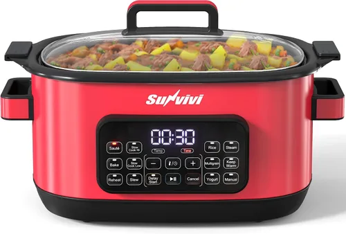 Vista 11 de Sunvivi Cocina múltiple 12 en 1, olla de cocción lenta programable de 6.5 cuartos de galón con temporizador y control de temperatura, ajuste