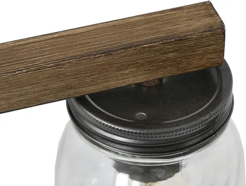 Vista 8 de LOG BARN Lámpara de tocador de baño rústica con vidrio Mason Jar Glass, apliques de pared de 4 luces, acabado de madera sintética, 29 pulgadas