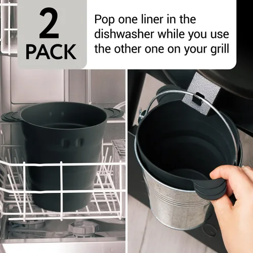 Vista 7 de Impresa Forro de silicona reutilizable para cubeta de grasa, compatible con parrillas de pellets Traeger & Pit Boss y accesorios para parrillas