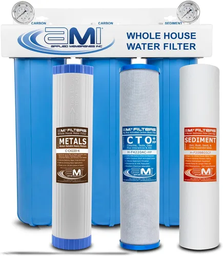 Vista 9 de APPLIED MEMBRANES INC. Sistema de filtro de agua de 3 etapas para toda la casa Filtros de 4.5 x 10 pulgadas que eliminan plomo disuelto