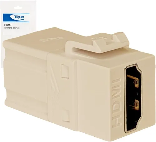 Vista 15 de ICC Conector Keystone HDMI de 90 grados, acoplador HDMI hembra a hembra, inserto de ángulo recto para placa de pared, estilo HD, blanco, individual
