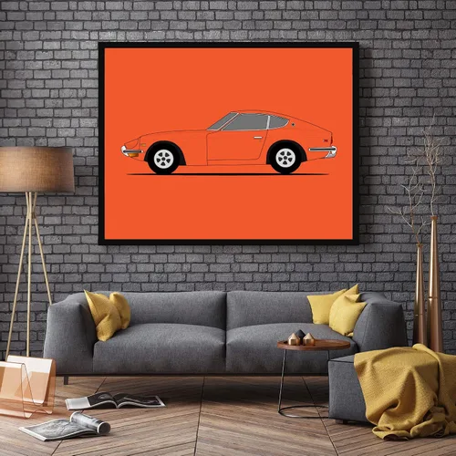 Vista 5 de Custom Car Posters CUSTOMIZABLE COLOR Handmade Poster compatible with Datsun 240Z (1970-1973) (Side Profile) Print Wall Art Décor - 8x10 Metallic