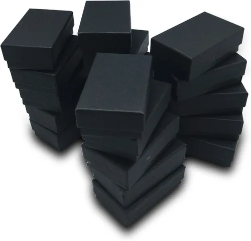 Vista 8 de The Display Guys Cajas de cartón con algodón para joyería 100 unidades Negro mate