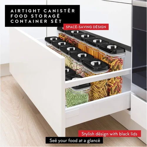 Vista 6 de DWËLLZA KITCHEN Contenedores herméticos para almacenamiento de alimentos con tapas, juego de 6 recipientes herméticos de almacenamiento de cocina