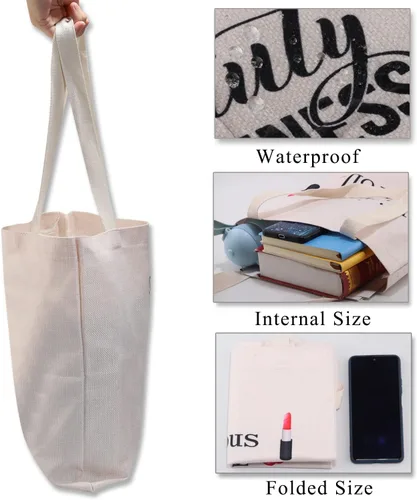 Vista 4 de BDPWSS Regalo para amantes del arte, no hay errores, solo accidentes felices, bolsa de mano inspiradora para estudiantes (sin errores TG), Blanco
