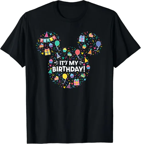 Vista 2 de Disney Camiseta de Mickey Mouse Head Ears Icon Fill It's My Birthday, Negro
