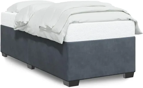 Vista 3 de Marco de cama con plataforma individual XL, tapizado en terciopelo gris oscuro, madera contrachapada moderna y estable y construcción de madera