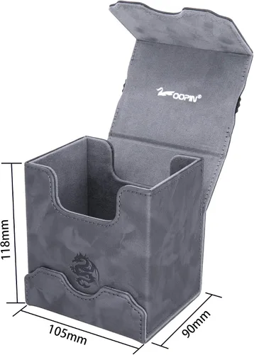 Vista 2 de Zoopin - Caja de cuero con contador de vida giratorio integrado, color negro para MTG, Yugioh, Pokeman, TES Legacy, Munchkins CCG Decks y también