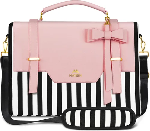 Vista 13 de MATEIN Bolsa para laptop para mujeres, maletín delgado de 15.6 pulgadas para computadora, funda, bolsa ligera linda y femenina de mensajero