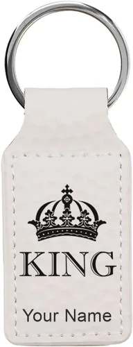 Vista 10 de Llavero rectangular, corona de rey, grabado personalizado incluido, Bambú