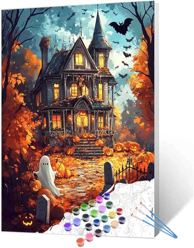 Vista 13 de Tucocoo Bumbers - Pintura de paisaje de puerta para adultos, paisaje de lago, pintura por números, pintura acrílica, lienzo junto al lago, plantas