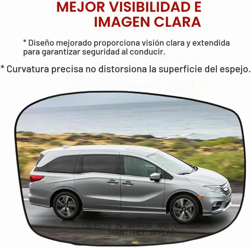 Vista 3 de Espejo lateral del pasajero de repuesto para Honda Odyssey 2018 2019, retrovisor lateral derecho exterior de cristal, con placa de respaldo