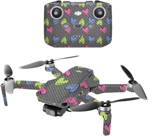 Vista 6 de MIGHTY SKINS Fibra de carbono compatible con el dron portátil DJI Mini 2, humo brillante, acabado de fibra de carbono texturizado protector