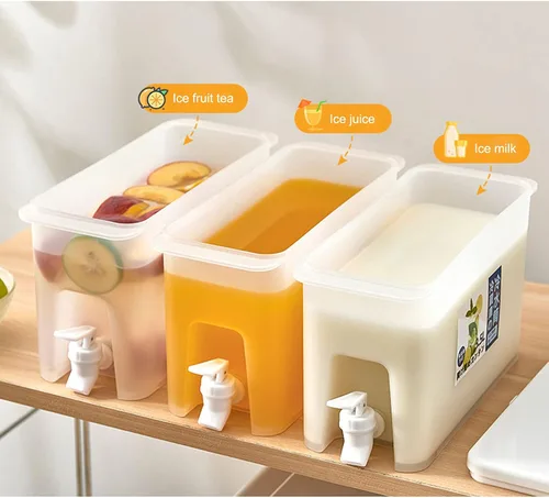 Vista 8 de Dispensador de material PP bebida con grifo, dispensador de bebidas de gran capacidad 3.5L dispensador de agua para refrigerador, dispensador