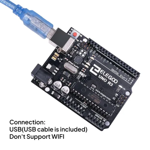 Vista 5 de ELEGOO Placa UNO R3 ATmega328P con cable USB (compatible con Arduino) para Arduino Compatible with Arduino IDE Projects, 32KB Flash Memory, 16Mhz