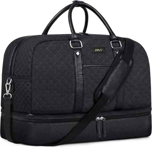 Vista 33 de IBFUN Bolsas de fin de semana para mujer, bolsa grande de lona para viaje, bolsa de viaje con compartimento para zapatos, 21 pulgadas, juego de 3
