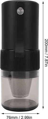 Vista 7 de Generic Molinillo de café eléctrico portátil con mango recargable por USB, parada automática, silencioso, ajustable, pequeño, de acero inoxidable