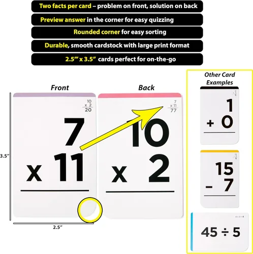 Vista 4 de Juego de Tarjetas Flash de Matemáticas Galardonado: 600 Datos para Suma, Resta, Multiplicación y División - 10 Divertidos Juegos de Aprendizaje