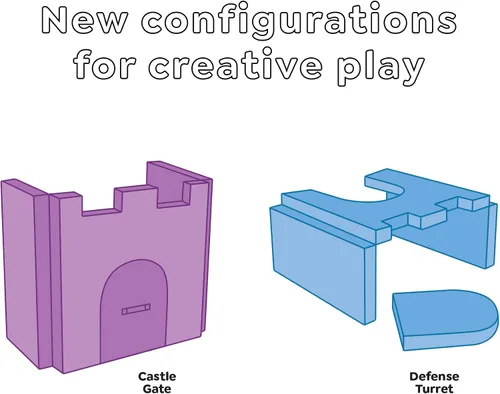 Vista 3 de Yourigami Castillo de Juego para Niños y Niños Pequeños, Juego de Complementos de Sofá para Sala de Juegos, Diseño Modular Duradero, Blue Lagoon