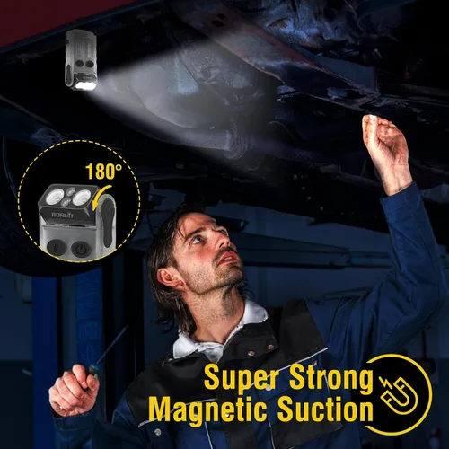 Vista 5 de BORUIT V20 - Linterna pequeña y potente con cabeza giratoria de 180°, súper brillante con luz lateral de mazorca, linternas recargables USB C