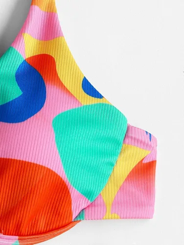 Vista 6 de ZAFUL - Conjunto de bikini de corte alto para mujer, traje de baño sexi