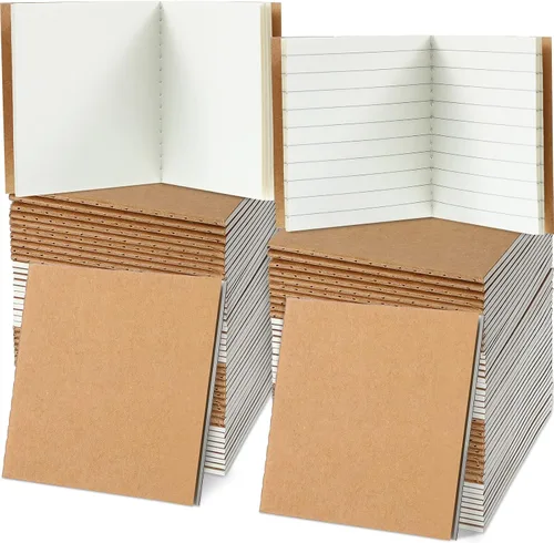 Vista 8 de Thenshop 100 cuadernos pequeños de bolsillo a granel, bloc de notas pequeños de 4 x 4 pulgadas con páginas en blanco y a rayas, diarios compactos