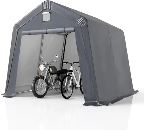 Vista 10 de GARTOO - Refugio portátil independiente para bicicletas al aire libre de 6 x 3 pies - Cobertizo para bicicletas con puerta enrollable y ventana