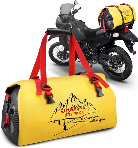 Vista 10 de NICECNC Bolsa de lona seca impermeable 66L, 500D PVC Tail Bag, Tronco, Equipaje universal de viaje de motocicleta, Negro