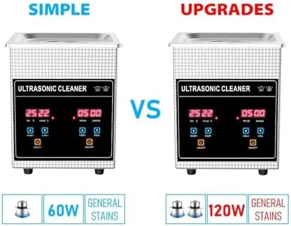 Vista 2 de Potente limpiador ultrasónico de 2 litros con temporizador digital de 120 W, 60 W para joyas, monedas, arte de uñas y artículos pequeños, solución