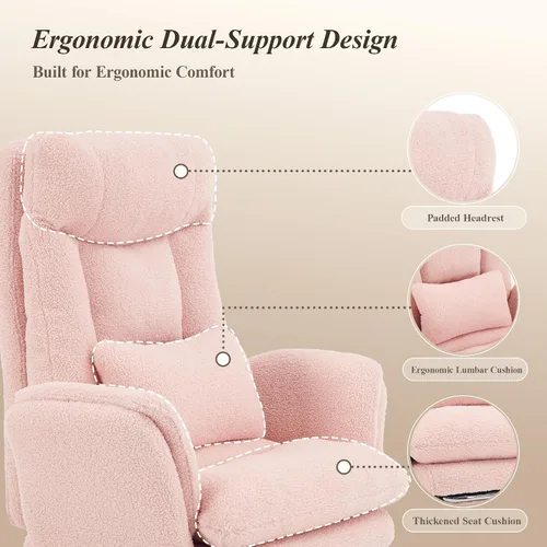 Vista 8 de Silla de oficina entrecruzada, reposabrazos abatibles para mascotas y patas Rosa