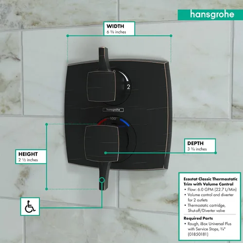 Vista 10 de hansgrohe Ecostat Classic 15769001 - Válvula de ducha de equilibrio de presión cromada