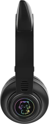 Vista 6 de Auriculares Bluetooth con orejas de gato Yusonic, auriculares inalámbricos para niños pequeños, niños y niñas, para Amazon Fire Negro