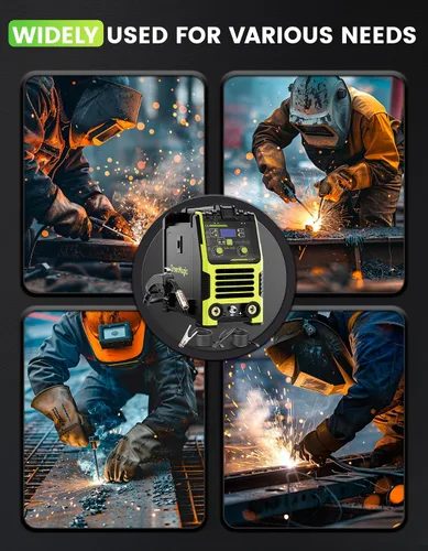 Vista 4 de Soldador MIG 135A, soldador MIG de núcleo de flujo de 110 V, máquina de soldadura TIG/Stick 3 en 1 con sinergia, equipo de soldadura portátil