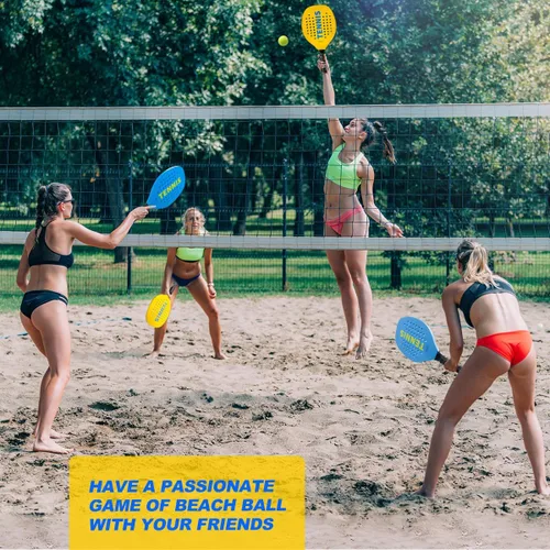 Vista 4 de Pandahero Juego de raqueta de tenis para jugar al aire libre, 4 paletas, 8 pelotas, juego de playa y césped, diversión familiar para adultos