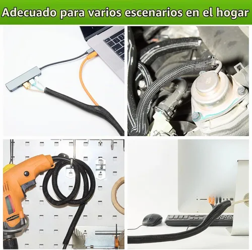 Vista 8 de Funda para Cables de 1/2" x 3.05m Negra/Blanca - Protege los Cables de las Mascotas y Organiza los Alambres - Estilo Moderno - Material de Poliéster