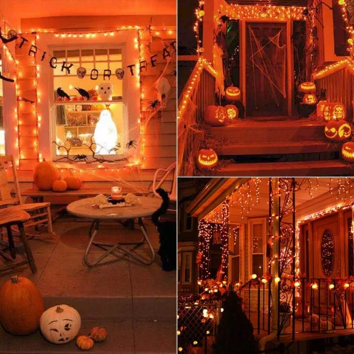 Vista 6 de Brizled - Luces de Halloween naranjas, 10 mt, 100 luces LED de Halloween, 33 pies, 5 mm de ángulo amplio, luces de Halloween naranjas, 120 V