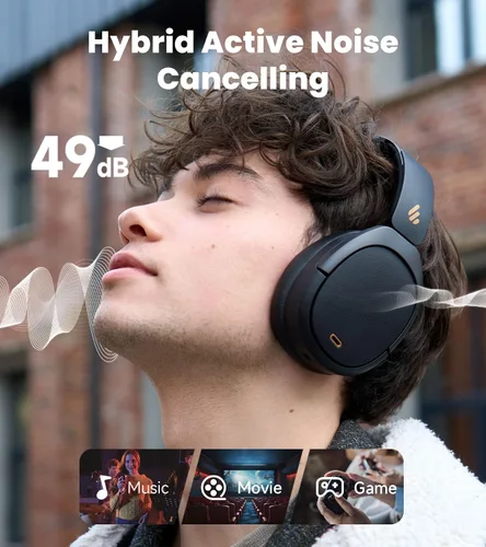 Vista 2 de Edifier W80 - Auriculares de diadema con cancelación activa de ruido de -49dB, LDAC de alta resolución con cable e inalámbricos, llamada clara AI